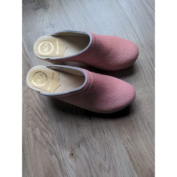 No.6 Old School Clogs High Heel Pink Pony Hair Womens 7.5 - 8 EU 38 - Picture 6 of 16